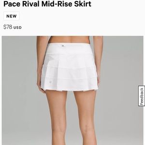 Lululemon Pace Mid-Rise Tennis Skirt - White Size 2